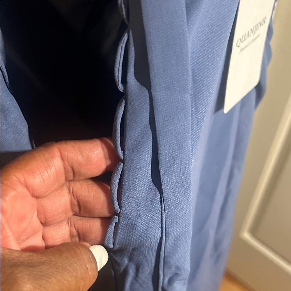 Chic Blue Maxi Dress with Flutter Sleeves - Picture 4 of 12